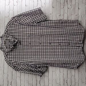 Carhartt, Men's Black/Gray Gingham, Short-sleeved, Button-down, Size Large